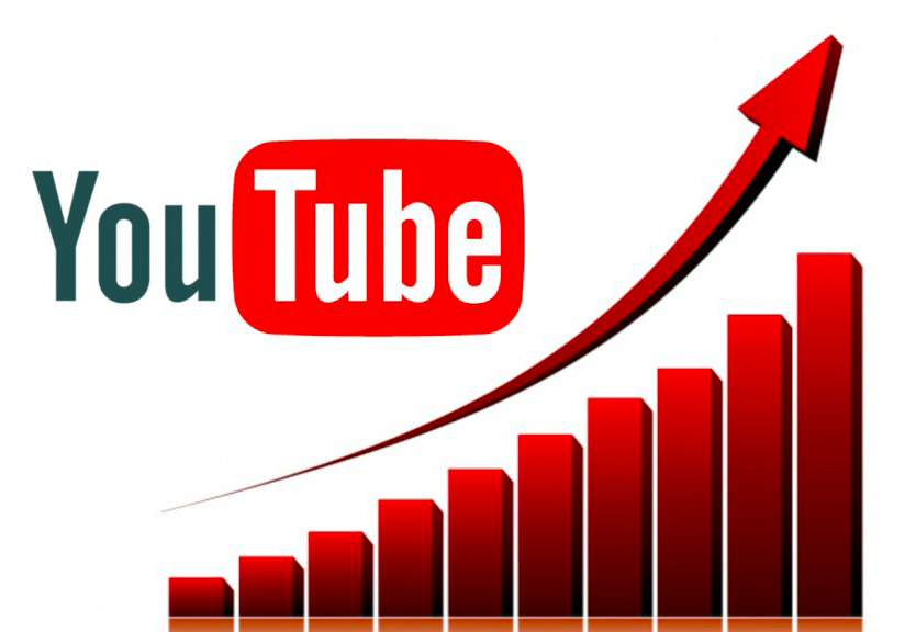 YouTube logo and growth chart